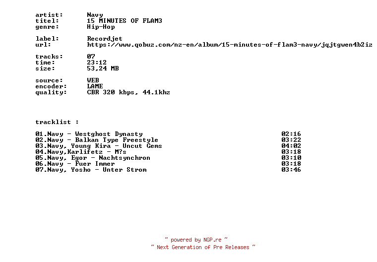 NFO for the release Navy_-_15_MINUTES_OF_FLAM3-WEB-DE-2026-BITCOINS by BITCOINS