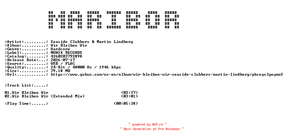 NFO for the release Seaside_Clubbers_and_Martin_Lindberg-Wir_Bleiben_Wir-DE-24BIT-WEB-FLAC-2026-MARiBOR by MARiBOR