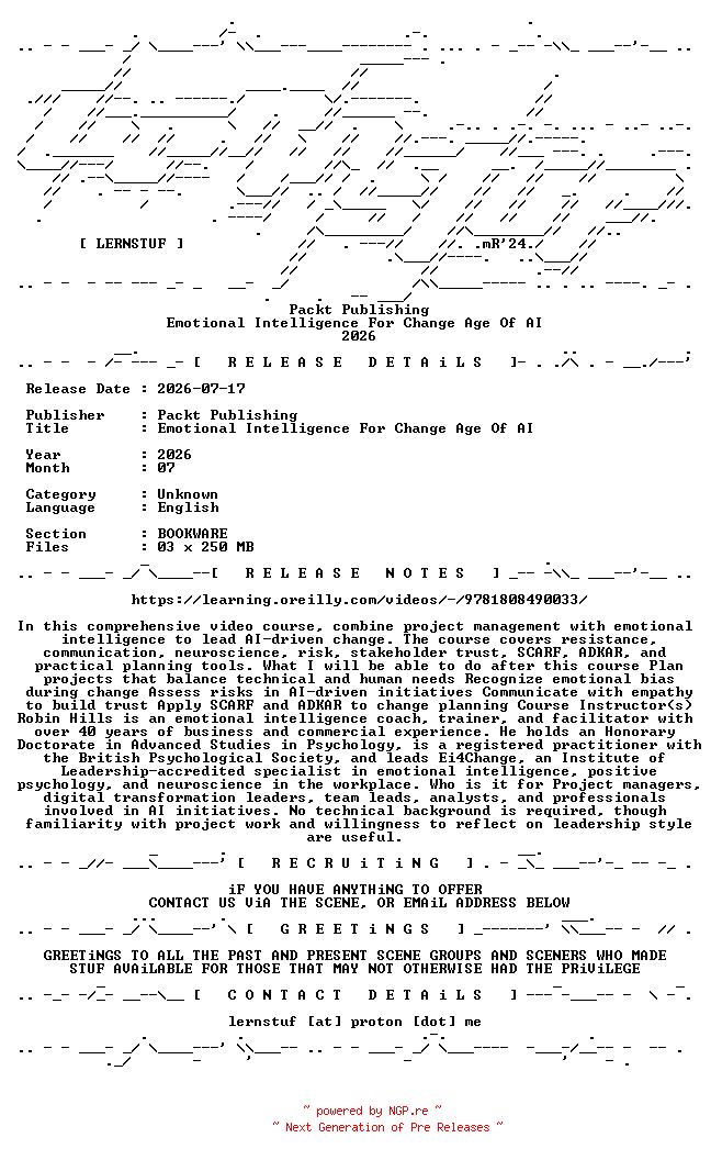 NFO for the release Packt.Publishing.-.Emotional.Intelligence.For.Change.Age.Of.AI.2026.BOOKWARE-LERNSTUF by LERNSTUF