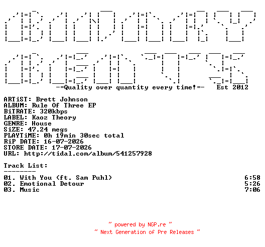 NFO for the release Brett_Johnson-Rule_Of_Three_EP-(KT051)-WEB-2026-BB by BB