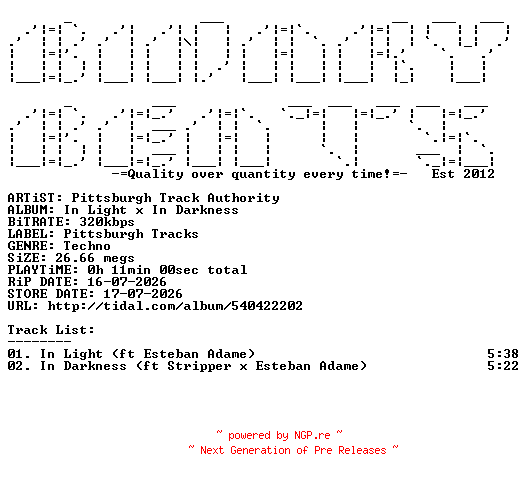 NFO for the release Pittsburgh_Track_Authority-In_Light_X_In_Darkness-(GHTRX-014)-WEB-2026-BB by BB
