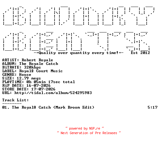 NFO for the release Robert_Royale-The_Royale_Catch-(RCM26013)-SINGLE-WEB-2026-BB by BB