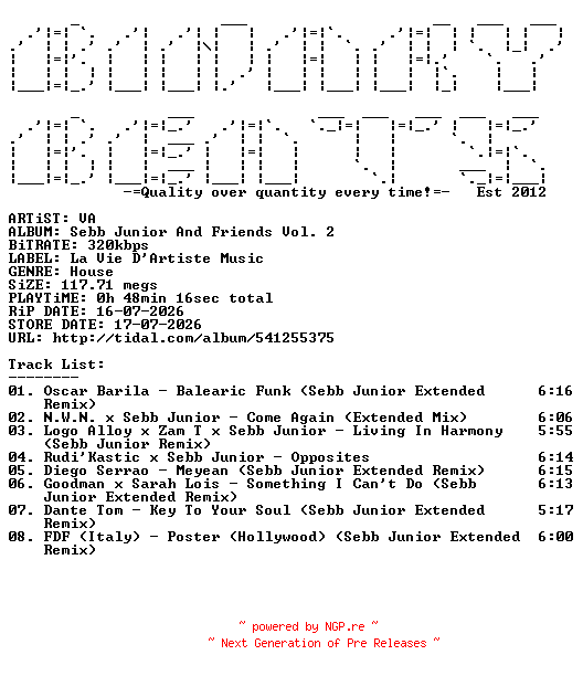NFO for the release VA-Sebb_Junior_And_Friends_Vol._2-(DIGI107)-WEB-2026-BB by BB