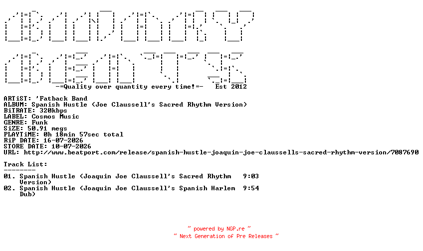NFO for the release Fatback_Band-Spanish_Hustle_(Joe_Claussells_Sacred_Rhythm_Version)-(33444238)-WEB-2026-BB by BB