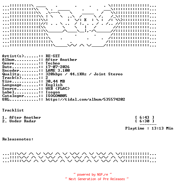 NFO for the release RE-SET-After_Another-ISOGON005-WEB-2026-WAV by WAV