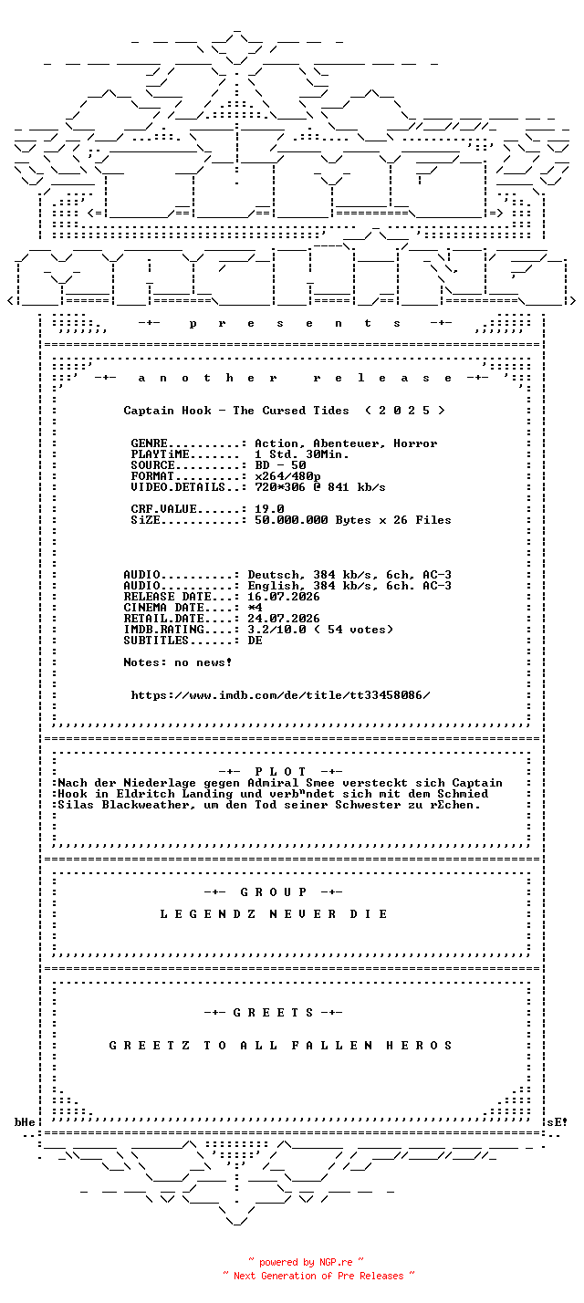 NFO for the release Captain.Hook.The.Cursed.Tides.2025.German.DL.AC3.BDRip.x264-TM by TM