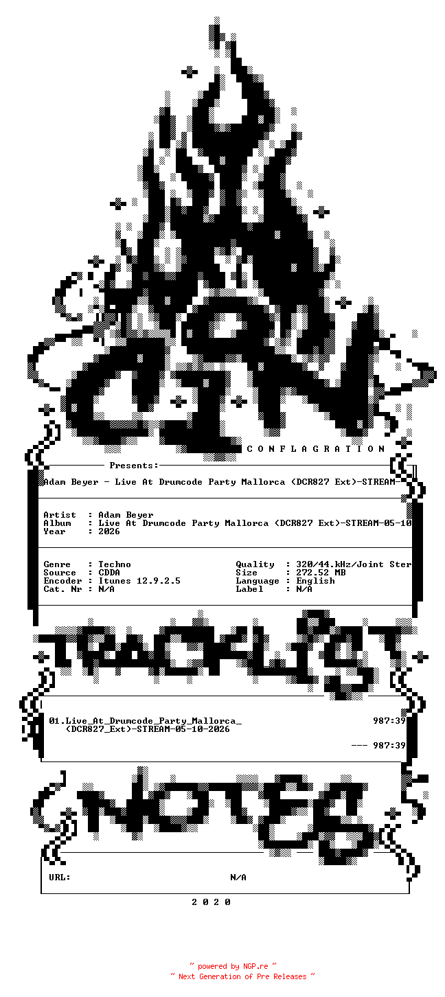NFO for the release Adam_Beyer-Live_At_Drumcode_Party_Mallorca_(DCR827_Ext)-STREAM-05-10-2026-CiN_INT by CiN_INT