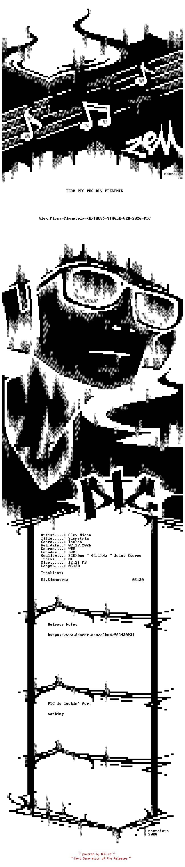 NFO for the release Alex_Micca-Simmetria-(BKT005)-SINGLE-WEB-2026-PTC by PTC