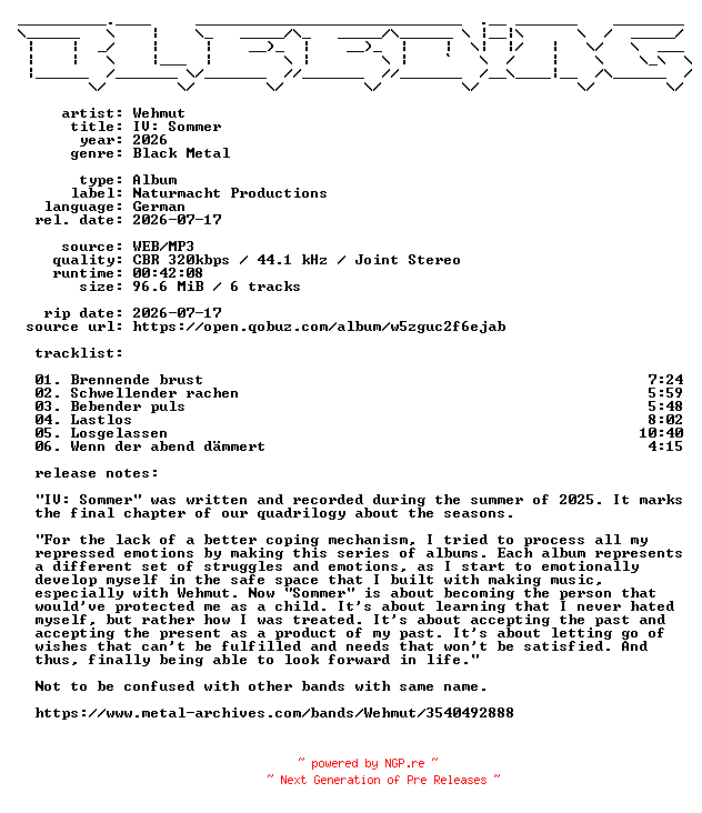NFO for the release Wehmut-IV_Sommer-DE-WEB-2026-BLEEDiNG by BLEEDiNG