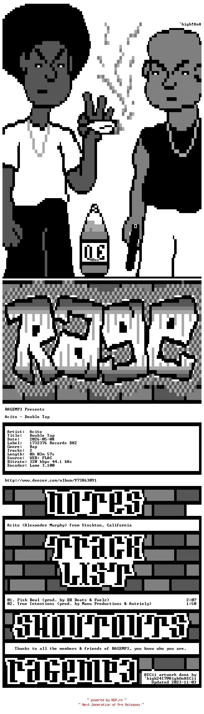 NFO for the release Acito-Double_Tap-EP-WEB-2026-RAGEMP3 by RAGEMP3