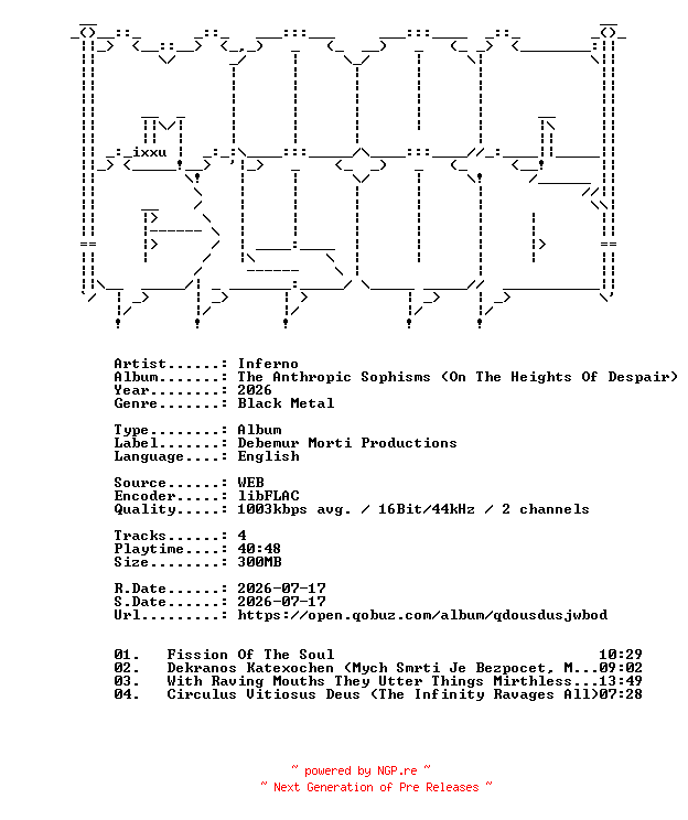 NFO for the release Inferno-The_Anthropic_Sophisms_(On_The_Heights_Of_Despair)-16BIT-WEB-FLAC-2026-MOONBLOOD by MOONBLOOD