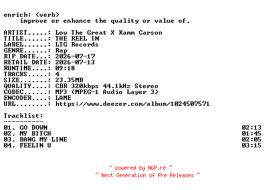 NFO for the release Low_The_Great_X_Kamm_Carson-THE_REEL_IN-EP-WEB-2026-ENRiCH by ENRiCH