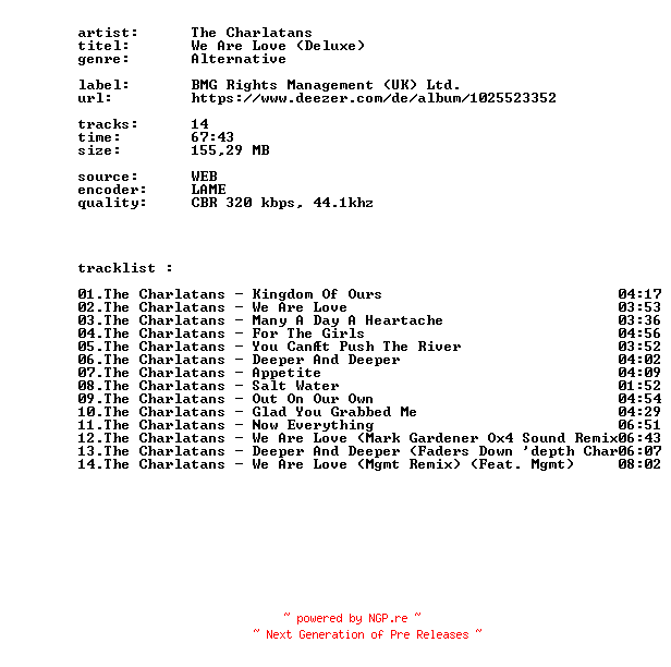 NFO for the release The_Charlatans_-_We_Are_Love_(Deluxe)-WEB-2025-BITCOINS by BITCOINS