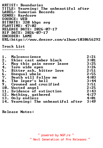 NFO for the release Boundaries-Yearning_The_Unbeautiful_After-WEB-2026-SDR by SDR