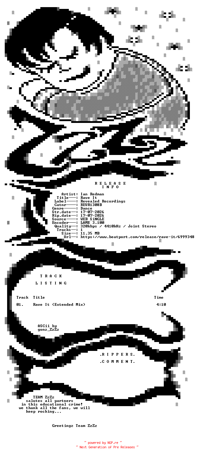 NFO for the release Ian_Redman_-_Rave_It-(REVR1308B)-SINGLE-WEB-2026-ZzZz by ZzZz