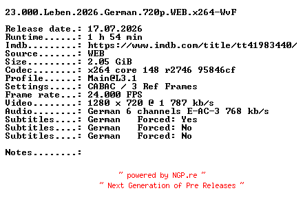 NFO for the release 23.000.Leben.2026.German.720p.WEB.x264-WvF by WvF