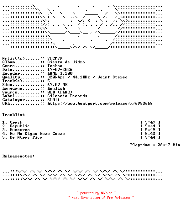 NFO for the release SPCMSK-Siesta_De_Vidro-SL011-WEB-2026-WAV by WAV