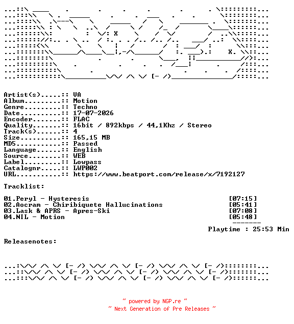 NFO for the release VA-Motion-LWP002-16BIT-WEB-FLAC-2026-WAVED by WAVED