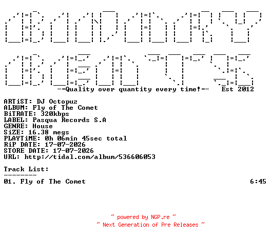NFO for the release DJ_Octopuz-Fly_Of_The_Comet-(PRSA192)-SINGLE-WEB-2026-BB by BB