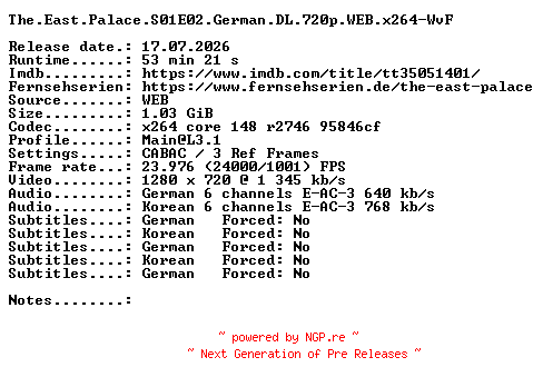 NFO for the release The.East.Palace.S01E02.German.DL.720p.WEB.x264-WvF by WvF