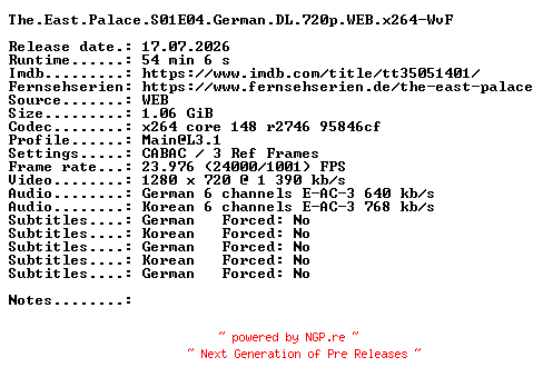 NFO for the release The.East.Palace.S01E04.German.DL.720p.WEB.x264-WvF by WvF