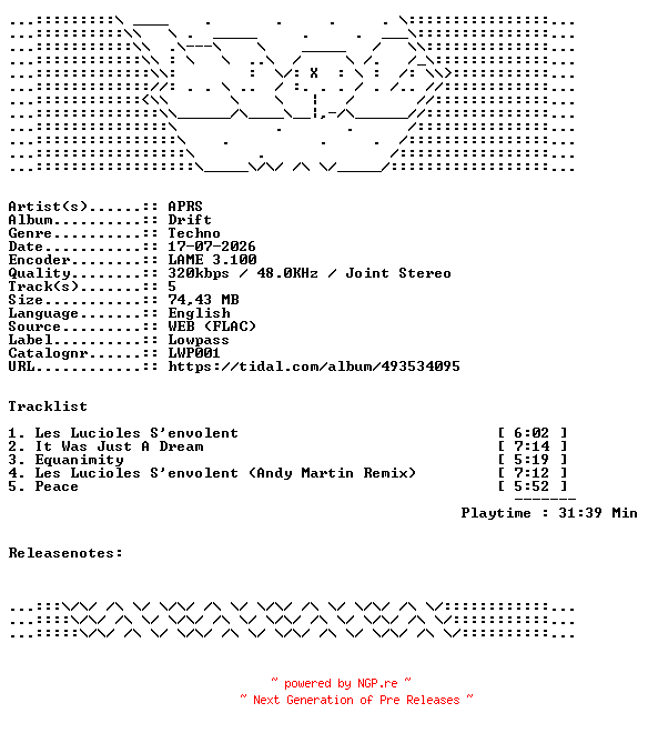 NFO for the release APRS-Drift-LWP001-WEB-2026-WAV by WAV
