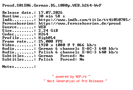 NFO for the release Proud.S01E06.German.DL.1080p.WEB.h264-WvF by WvF
