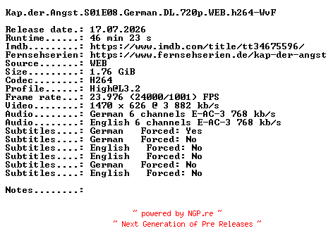 NFO for the release Kap.der.Angst.S01E08.German.DL.720p.WEB.h264-WvF by WvF