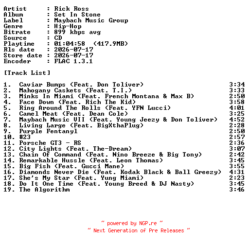 NFO for the release Rick_Ross-Set_In_Stone-CD-FLAC-2026-PERFECT by PERFECT
