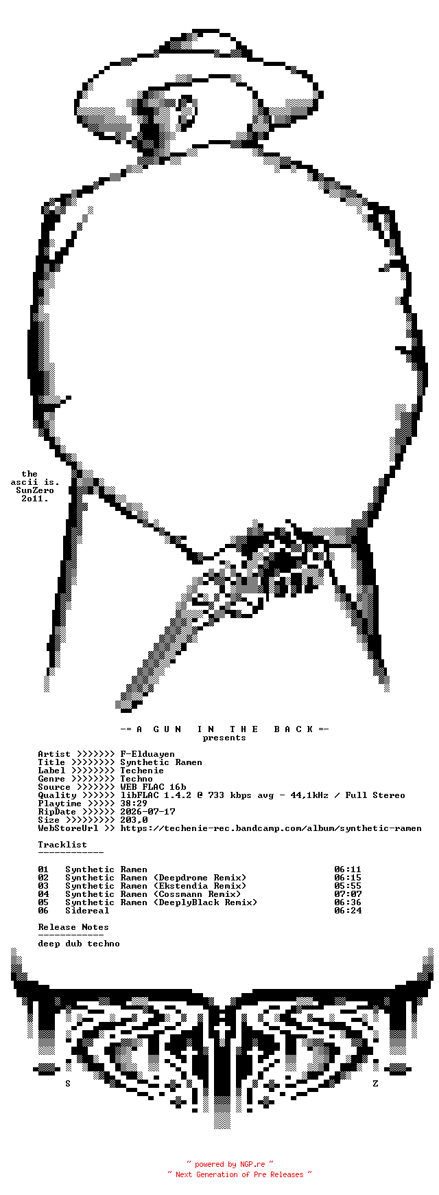 NFO for the release F-Elduayen-Synthetic_Ramen-(TR077)-16BIT-WEB-FLAC-2026-AGITB by AGITB