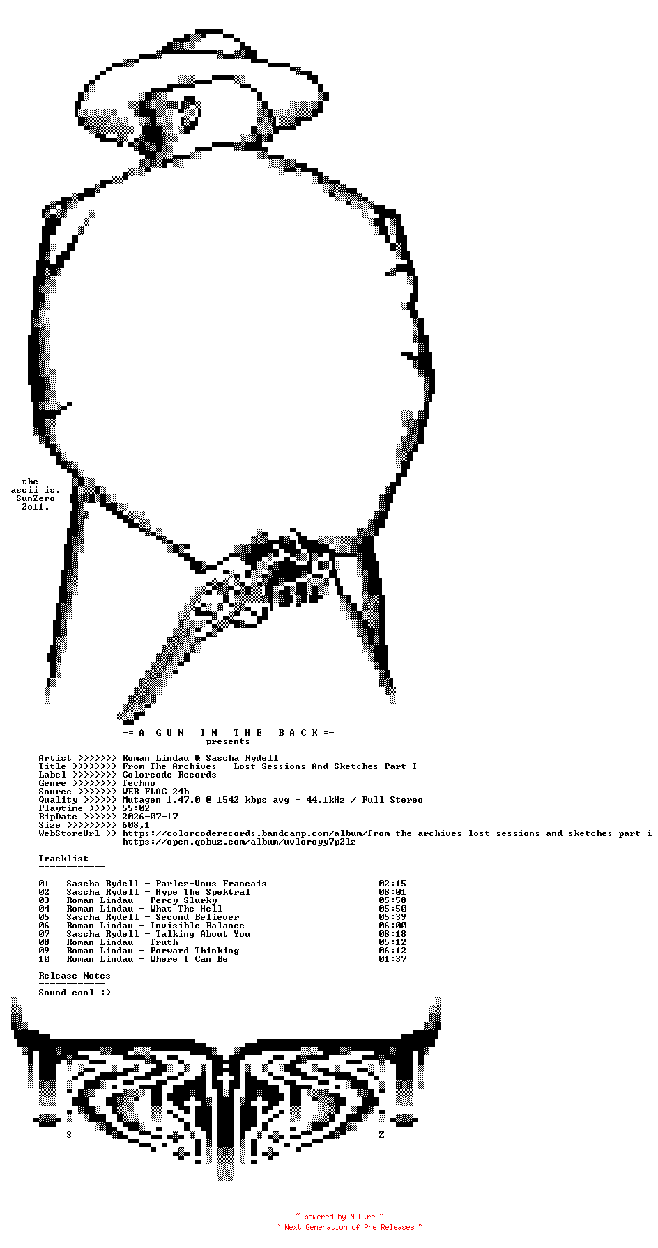 NFO for the release Roman_Lindau_And_Sascha_Rydell-From_The_Archives-Lost_Sessions_And_Sketches_Part_I-(FTA001)-24BIT-WEB-FLAC-2026-AGITB by AGITB