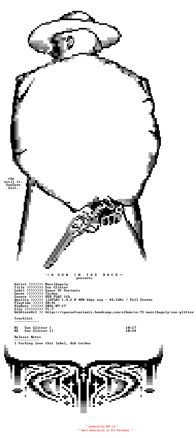 NFO for the release Marcibagoly-Sun_Glitter-(SV71)-16BIT-WEB-FLAC-2026-AGITB by AGITB