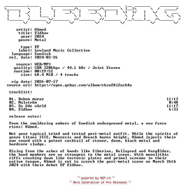 NFO for the release Haemnd-Eldhav-SE-EP-WEB-2024-BLEEDiNG by BLEEDiNG
