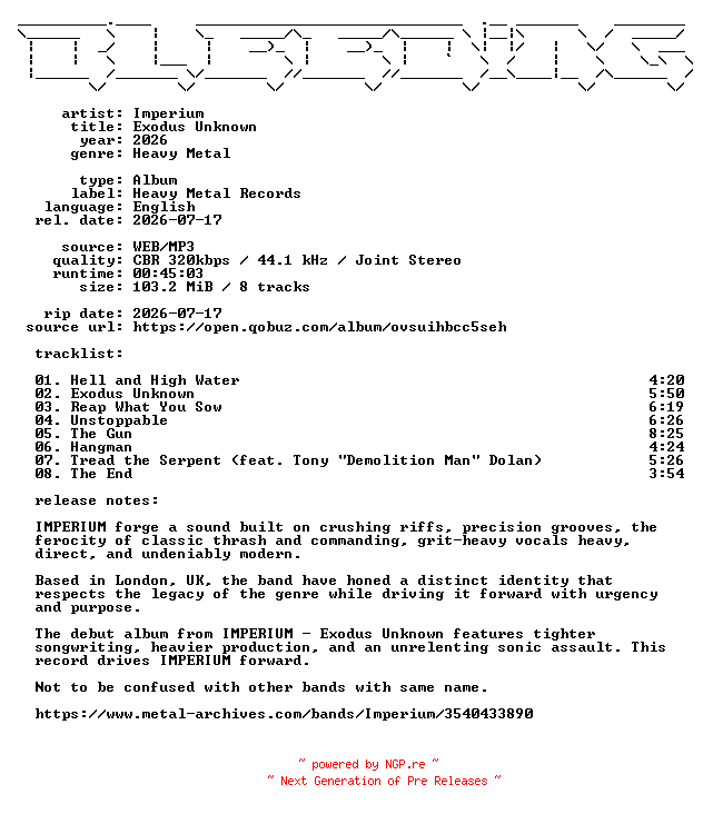 NFO for the release Imperium-Exodus_Unknown-WEB-2026-BLEEDiNG by BLEEDiNG
