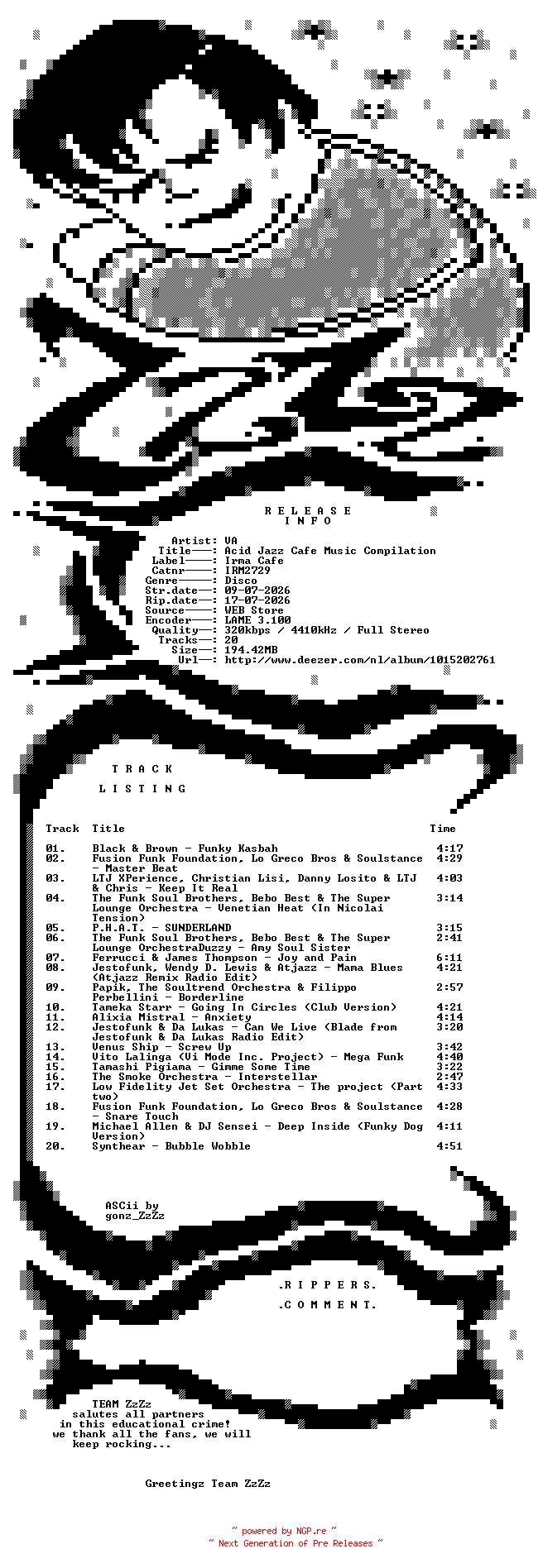 NFO for the release VA_-_Acid_Jazz_Cafe_Music_Compilation-(IRM2729)-WEB-2026-ZzZz by ZzZz