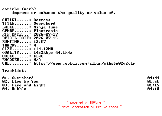 NFO for the release Actress-Overchord-EP-24BIT-WEB-FLAC-2026-ENRiCH by ENRiCH
