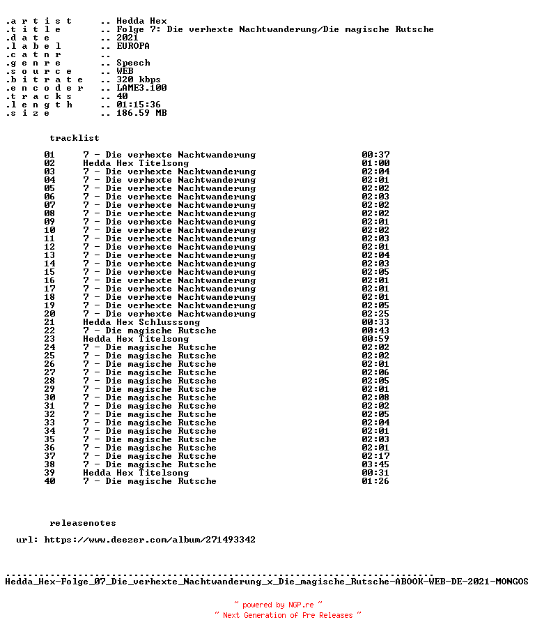 NFO for the release Hedda_Hex-Folge_07_Die_verhexte_Nachtwanderung_x_Die_magische_Rutsche-ABOOK-WEB-DE-2021-MONGOS by MONGOS