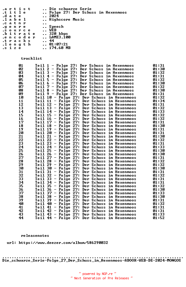 NFO for the release Die_schwarze_Serie-Folge_27_Der_Schuss_im_Hexenmoos-ABOOK-WEB-DE-2024-MONGOS by MONGOS