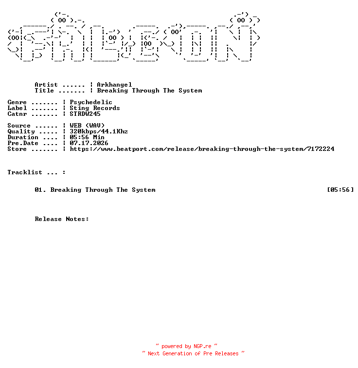 NFO for the release Arkhangel-Breaking_Through_The_System-(STRDW245)-SINGLE-WEB-2026-FALCON by FALCON