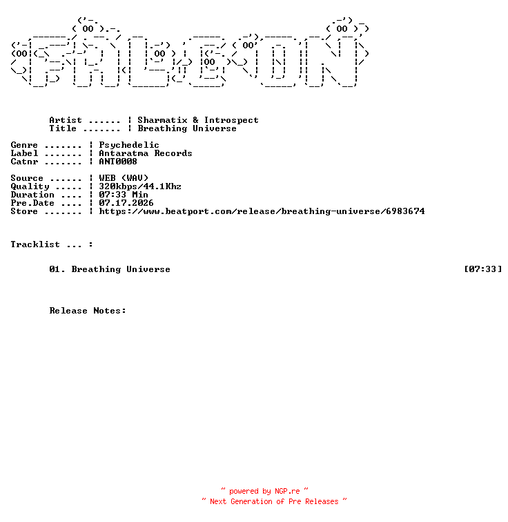 NFO for the release Sharmatix_And_Introspect-Breathing_Universe-(ANT0008)-SINGLE-WEB-2026-FALCON by FALCON