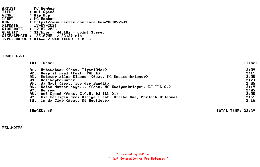 NFO for the release MC_Bomber-Auf_Speed-WEB-DE-2026-VOiCE by VOiCE