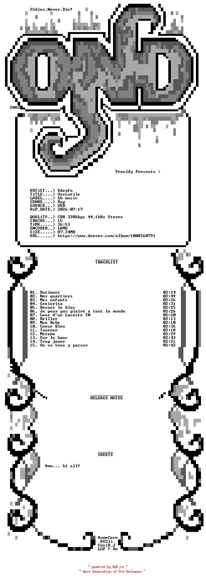 NFO for the release Udeyfa-Versatile-WEB-FR-2026-OND by OND