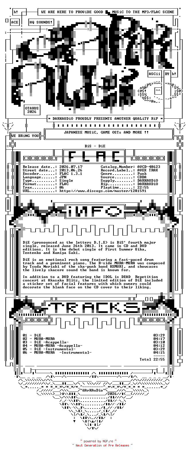 NFO for the release Bis-Die-(AVCD-48623)-JP-CD-FLAC-2013-DARKAUDiO by DARKAUDiO
