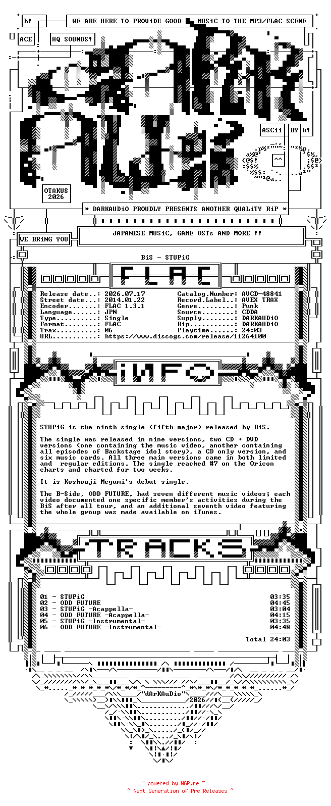 NFO for the release Bis-Stupig-(AVCD-48841)-JP-CD-FLAC-2014-DARKAUDiO by DARKAUDiO