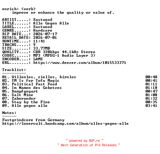 NFO for the release Eastwood-Alle_Gegen_Alle-WEB-DE-2026-ENRiCH by ENRiCH