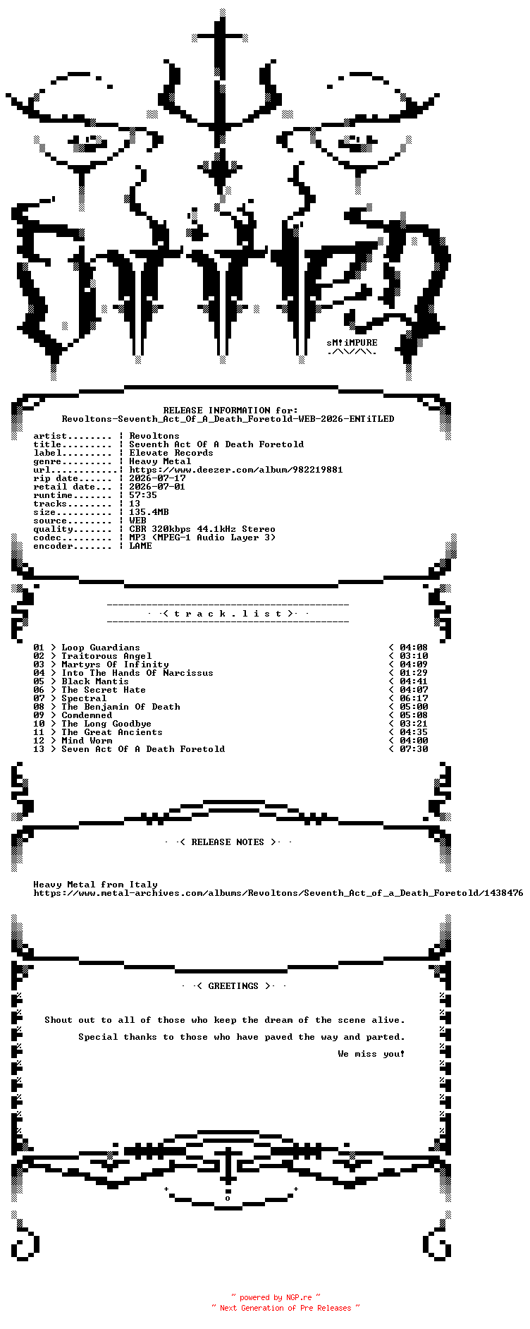 NFO for the release Revoltons-Seventh_Act_Of_A_Death_Foretold-WEB-2026-ENTiTLED by ENTiTLED