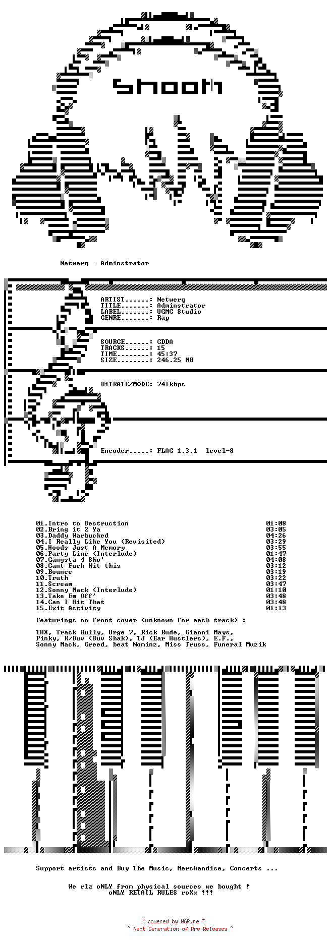 NFO for the release Netwerq-Adminstrator-Bootleg-CD-FLAC-2007-SNOOK by SNOOK