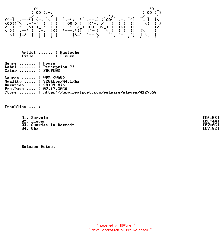 NFO for the release Hustache-Eleven-(PRCP003)-WEB-2023-FALCON by FALCON