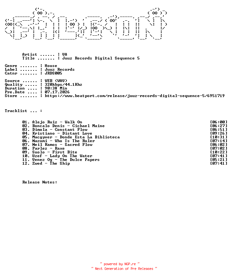 NFO for the release VA-Juuz_Records_Digital_Sequence_5-(JRDS005)-WEB-2026-FALCON by FALCON