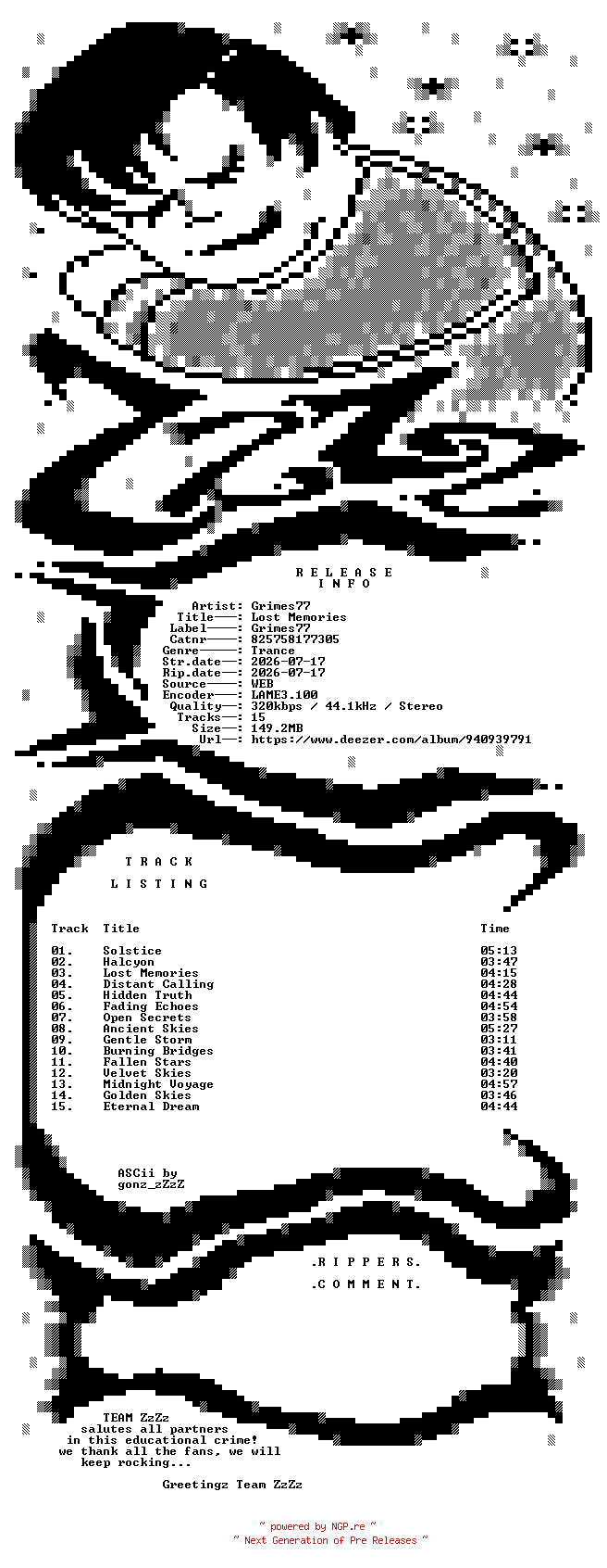 NFO for the release Grimes77_-_Lost_Memories-(825758177305)-WEB-2026-ZzZz by ZzZz
